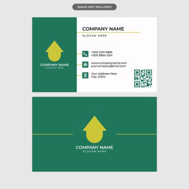 Temiz mizansen, profesyonel tasarım ve düzenlenebilir vektör biçimine sahip modern emlak kartı şablonu