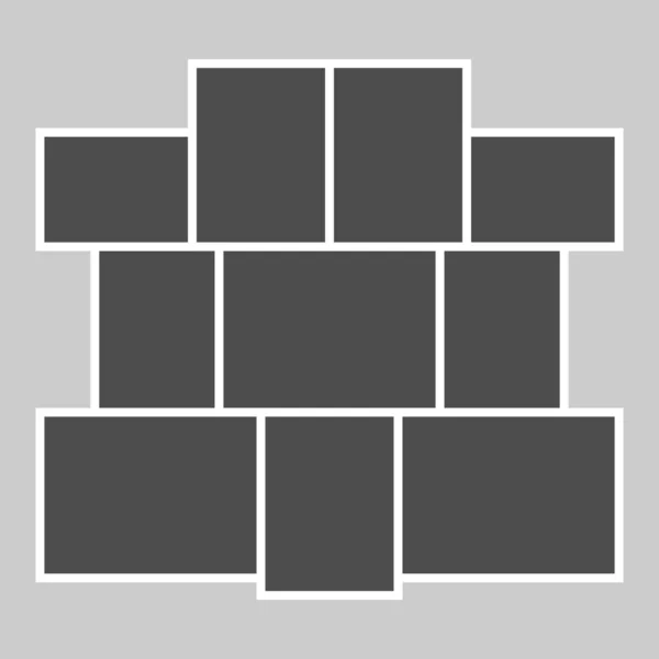 Boş fotoğraf çerçeveleri ile vektör ızgara şablonu, temiz, modern tasarım galeri resimlerini düzenlemek ve göstermek için tasarlanmıştır