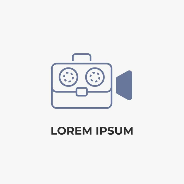 Video kamera logosu ve evrak çantası ikonu, xanadu lineart stili. Video üretim markaları, film yapımı şirketlerinin logoları için mükemmel..