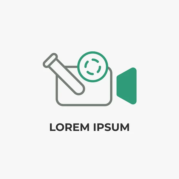 Basit, benzersiz yeşil lineart tarzı video kamera logosu. Video üretim markaları, film yapımı şirketlerinin logoları için mükemmel..