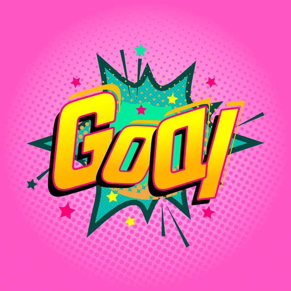 Futbol ve patlama efektli Pop Art çizgi roman tarzı futbol gol metni. Spor posterleri ve futbol temalı içerik için enerjik ve eğlenceli illüstrasyon ideali.