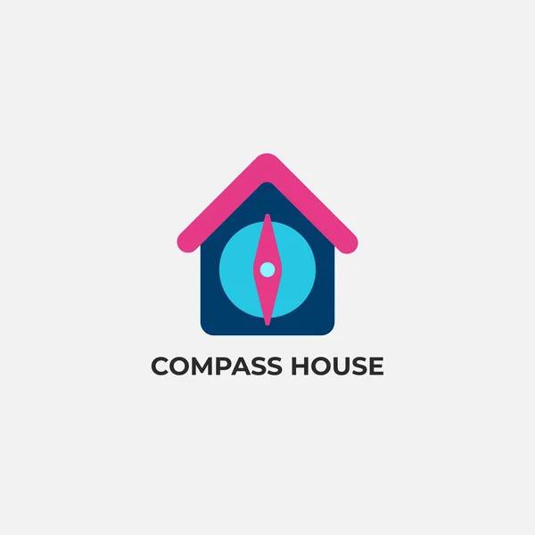 Yönü, rehberliği ve güveni temsil eden pusula sembollü modern ev logosu. Gayrimenkul, emlak danışmanı, navigasyon ve ev hizmetleri markası için ideal.