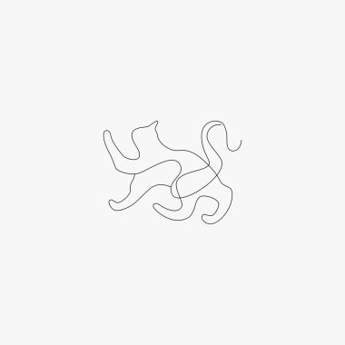 Basit ve temiz bir tasarımı olan çizgi sanatı tarzı bir kedi vektör çizimi. Düzgün, ince çizgiler kullanarak, sadece renk dolgusu olmadan (özet), çeşitli tasarım ihtiyaçları için uygundur.