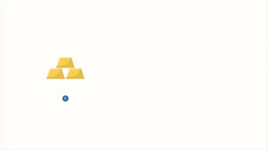 Altın değerindeki artışın animasyon videosu, azalan parayla karşılaştırıldığında, animasyon değeri 4K artar..