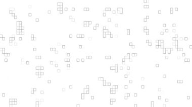 beyaz teknoloji arka plan animasyon videosu, küçük, rastgele hareket eden gri kutular.