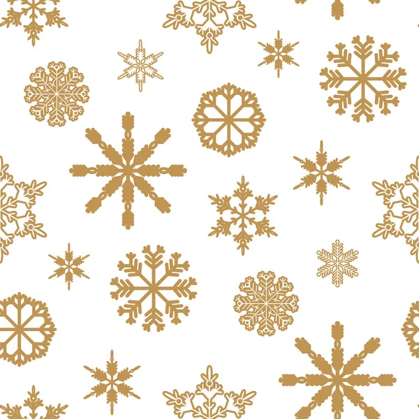 Boże Narodzenie Bezproblemowy Wzór Złotą Ikoną Płatków Śniegu Wesołych Świąt — Wektor stockowy