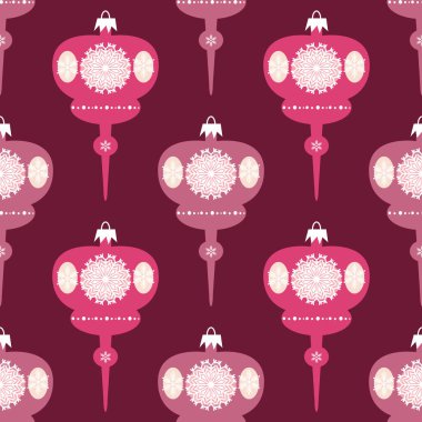 Noel desensiz, kırmızı ve altın toplar, kar taneleri. Şablon tekstil, kumaş, web sitesi dekorasyonu, sosyal ağlar, blog veya video kanalı ve tebrik kartı illüstrasyonunuz için Holidaus sanat arkaplanı.