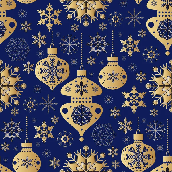 Patrón Sin Costuras Navidad Con Copos Nieve Dorados Feliz Navidad — Archivo Imágenes Vectoriales