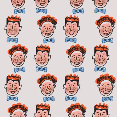 Babalar Günü çizgi film tarzında kusursuz bir mizah anlayışı. El çizimi insan yüzleri karalama seti. Vektör komik aile çizimi.