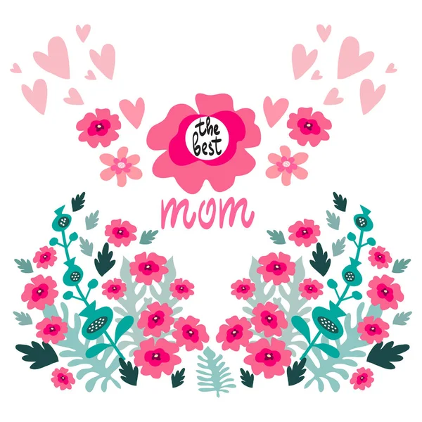 Happy Mother Day Schöne Frauen Die Beste Mama Mit Blumenkranz — Stockvektor