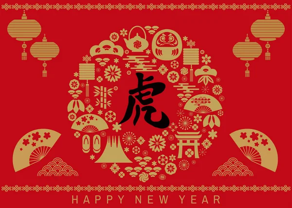 Mutlu Çin 2022 yılı, kaplan yılı. Çince çeviri: 