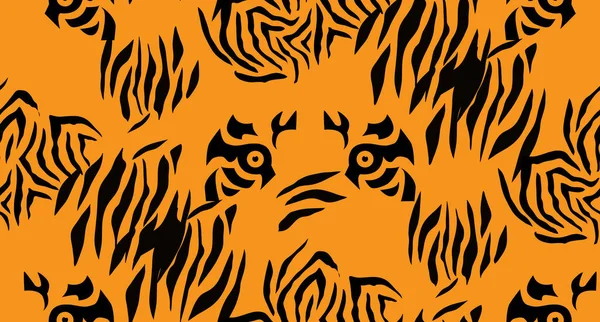 Tigre Hermoso Patrón Sin Costuras Diferentes Colores Estilo Plano Dibujos — Archivo Imágenes Vectoriales