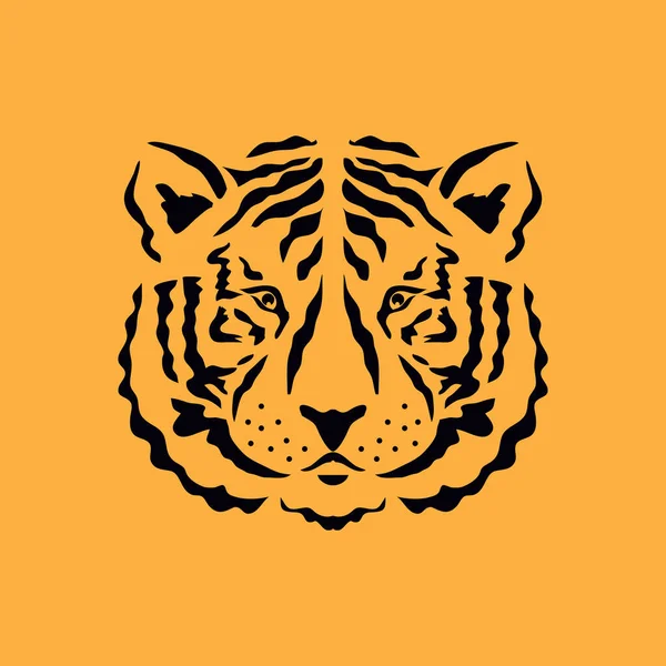 Silueta Cabeza Icono Tigre Tigre Símbolo 2022 Año Ilustración Plana — Vector de stock