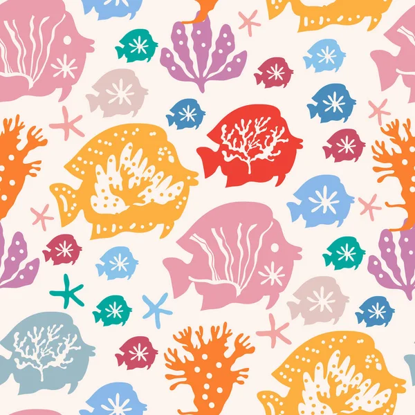 Flore Marine Sous Marine Motif Sans Couture Algues Coraux Algues — Image vectorielle
