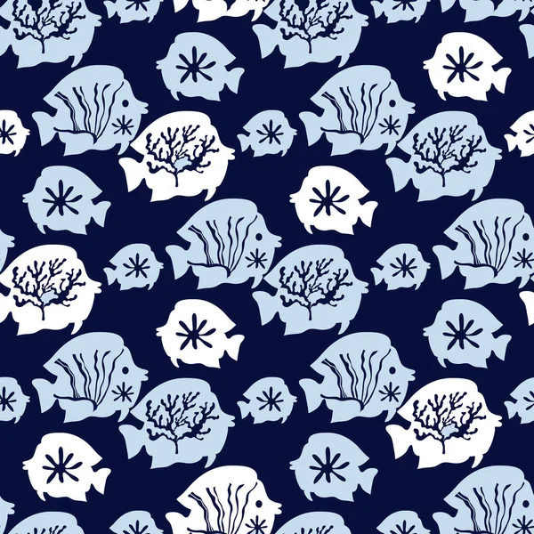 Flore Marine Sous Marine Motif Sans Couture Algues Coraux Algues — Image vectorielle