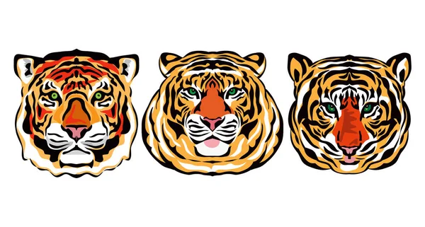 Tiger Realistisches Porträt Kopf Silhouette Schöne Tiger Simbol 2022 Jahr — Stockvektor