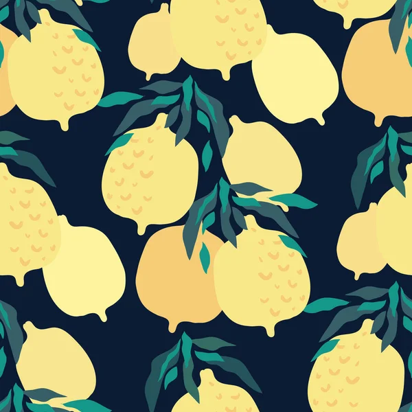 Beautiful Seamless Pattern Lemon Fruit Modern Trendy Summer Design Summer — Stock Vector