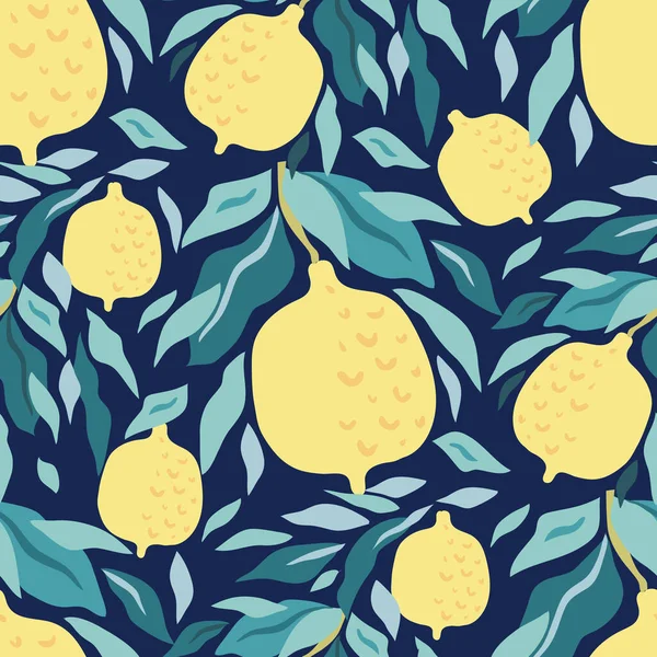 Beautiful Seamless Pattern Lemon Fruit Modern Trendy Summer Design Summer — Stock Vector