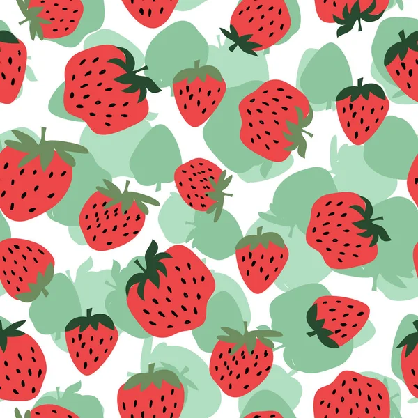 Beautiful Seamless Pattern Srawberry Creative Scandinavian Summer Texture Textile Paper — Stock Vector