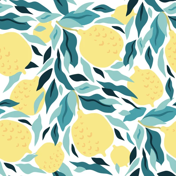 Beautiful Seamless Pattern Lemon Fruit Modern Trendy Summer Design Summer — Stock Vector