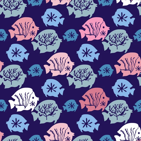 Flore Marine Sous Marine Motif Sans Couture Algues Coraux Algues — Image vectorielle