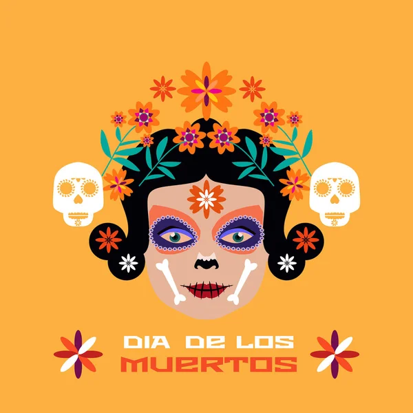 Día Los Muertos Día Los Muertos Halloween Catrina Calavera Cráneos — Vector de stock