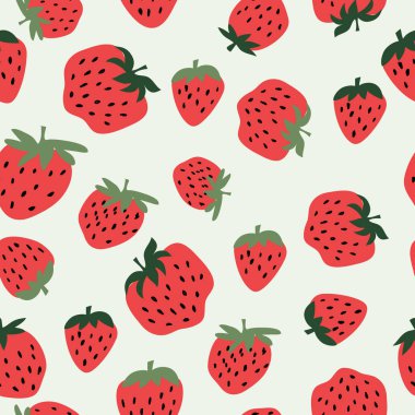 Tekstil, kağıt, kapak, kumaş, iç dekorasyon, ambalaj, duvar kâğıdı, ambalaj için Srawberry Creative Scandinavian yaz dokusu ile kusursuz desen. Vektör illüstrasyonu