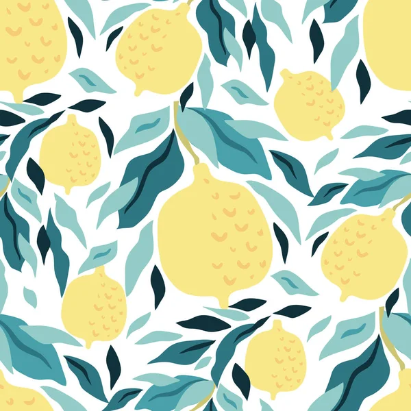 Beautiful Seamless Pattern Lemon Fruit Modern Trendy Summer Design Summer — Stock Vector