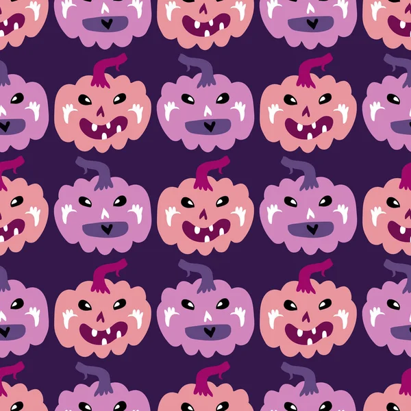 Cadılar Bayramı 'n kutlu olsun. Harika, kusursuz, şirin balkabakların var. Tekstil, kağıt, doku ve duvar kağıtları için sonbahar tatili arka planı. Vektör illüstrasyonu.