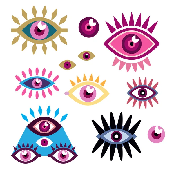 Коллекция Отличается Эзотерическим Глазом Глаз Хамзы Магический Глаз Эзотерический Священный — стоковый вектор