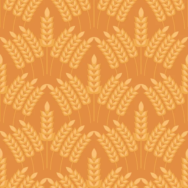 Wheat Ears Icons Seamless Pattern Cereals Sketch Organic Wheat Agricultural — Stock Vector