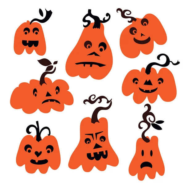 Happy Halloween Set Cute Spooky Pumpkins Decor Poster Banner Cute — 스톡 벡터