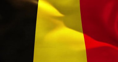 Belçika bayrağı 30 saniye dalgalanıyor. 4K ultra yüksek kaliteli 60fs video.