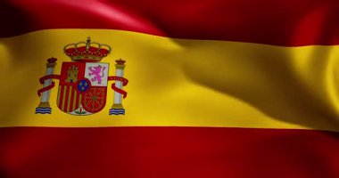 İspanyol bayrağı 30 saniye dalgalanıyor. 4K ultra yüksek kaliteli 60fs video.