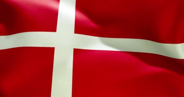 Danimarka bayrağı 30 saniye dalgalanıyor. 4K ultra yüksek kaliteli 60fs video