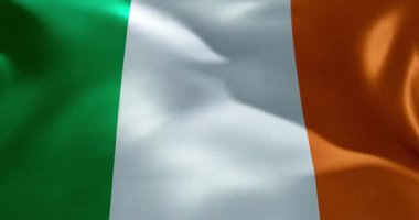 İrlanda bayrağı 30 saniye dalgalanıyor. 4K ultra yüksek kalite 60 fite video.