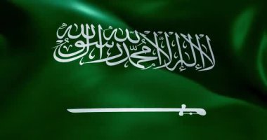Suudi Arabistan bayrağı 30 saniye dalgalanıyor 4K ultra yüksek kalitede 60 fite pürüzsüz döngü videosu