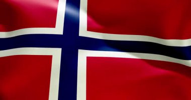 Norveç bayrağı 30 saniye dalgalanıyor 4K ultra yüksek kaliteli 60 fs video