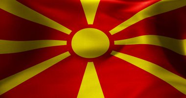 Kuzey Makedonya bayrağı yüksek çözünürlüklü 10K + boyut sallıyor