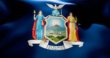 New York eyaleti bayrağı yüksek çözünürlüklü 10K + boyut sallıyor