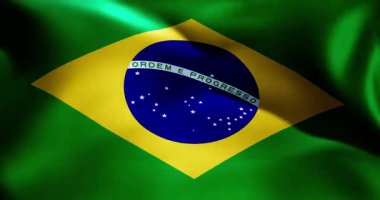 Brezilya bayrağı 30 saniye dalgalanıyor 4K yüksek kaliteli 60fps video