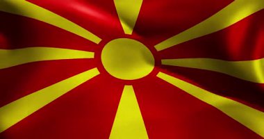 Kuzey Makedonya bayrağı 30 saniye dalgalanıyor 4K yüksek kaliteli 60fps video