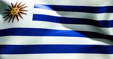Uruguay bayrağı 30 saniye dalgalanıyor 4K yüksek kaliteli 60fps video