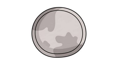 Beyaz arka planda gri ve bej bir tasarımı olan gümüş bir sikke..