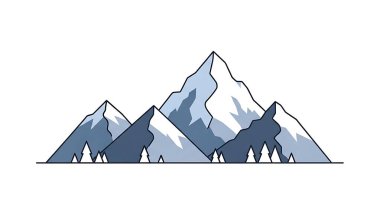 Kar ve mavi gölgeli dağların basit grafik tasarımı