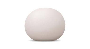 Beyaz arka planda izole edilmiş beyaz yumurta, stüdyo ışıkları, gölge yok.