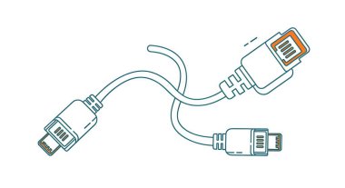 Ağ aygıtına bağlanmış ethernet kablolarının çizimi