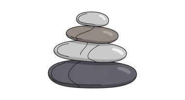 Gri tonlarda dengeli taşların basit dijital çizimi