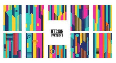 Tasarım kullanımı için renkli soyut geometrik desenler kümesi