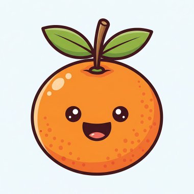 Beyaz yapraklı portakal renkli şirin bir çizgi film. düz vektör illüstrasyonu